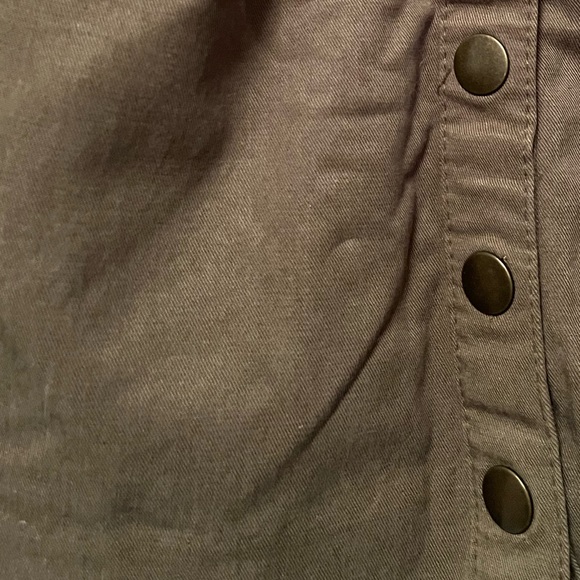 H&M Olive Green Mini Skirt with Brass Snaps - Picture 2 of 3